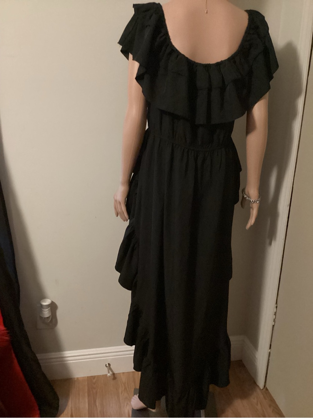 Black Ruffled High-Low Shirt - Picture 2 of 4